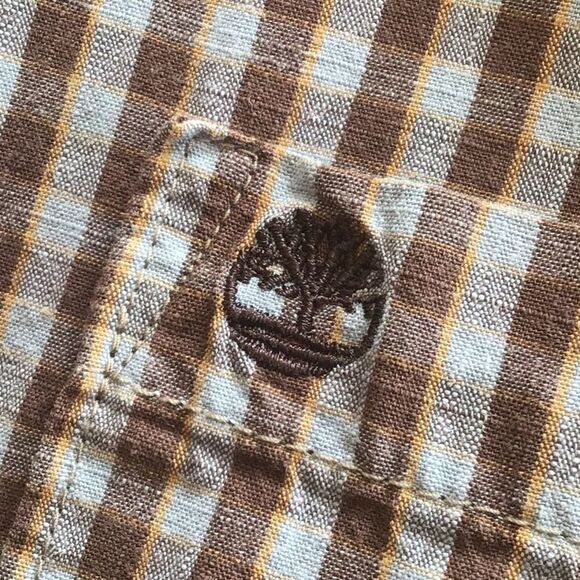 Timberland Cotton Brown and Gray Plaid Button Down Shirt - Picture 8 of 10